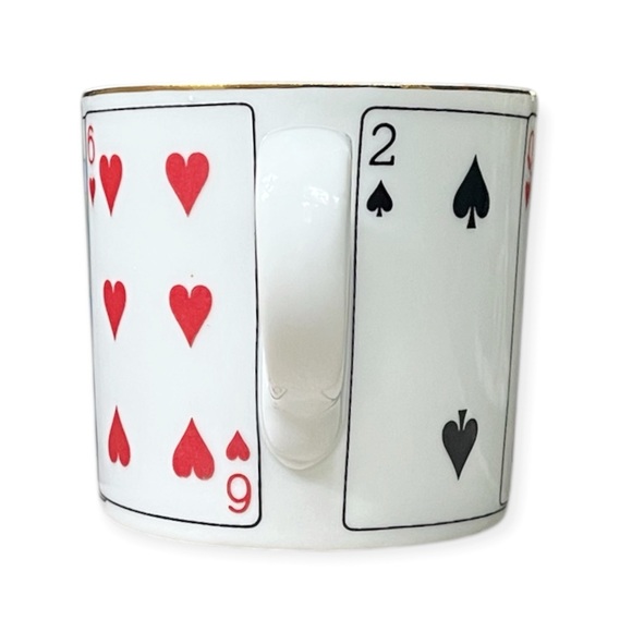 Set of 4 Horchow Demitasse Coffee Tea Cups w/ Playing Cards Poker Bridge Design - Picture 4 of 13